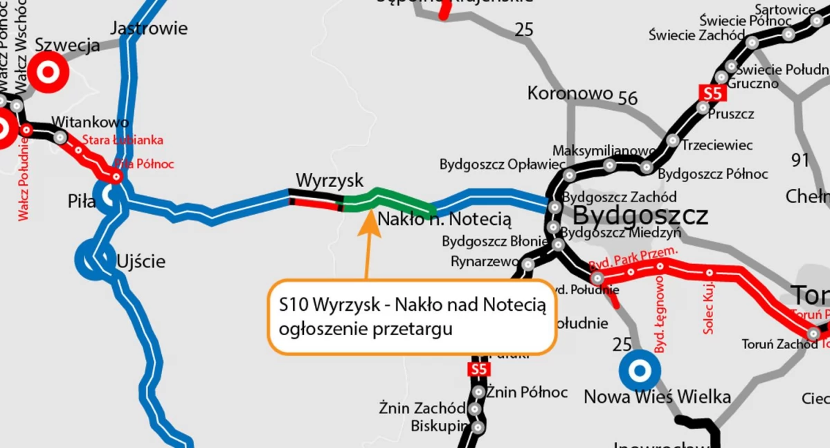 S10 bliżej Bydgoszczy. Przetarg na odcinek Wyrzysk–Nakło