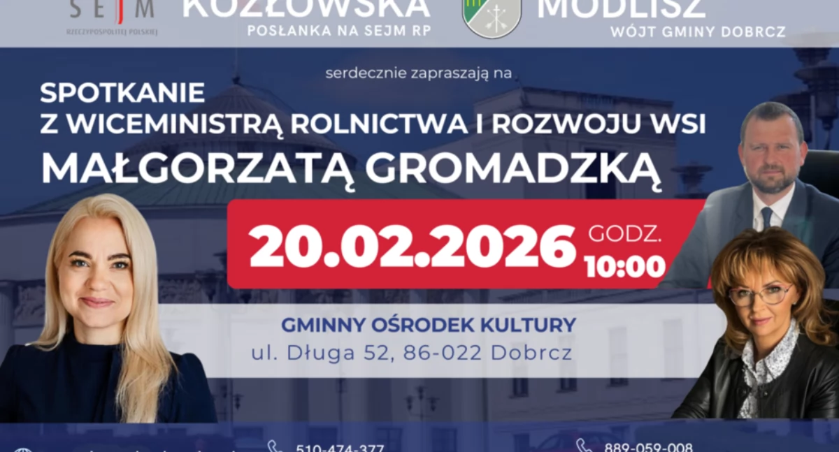 Otwarte spotkanie z wiceminister rolnictwa w Dobrczu – 20 lutego
