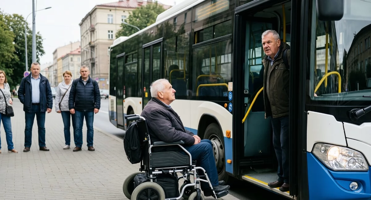 Linia 58 przy rondzie Grunwaldzkim: odmowa wjazdu wózka