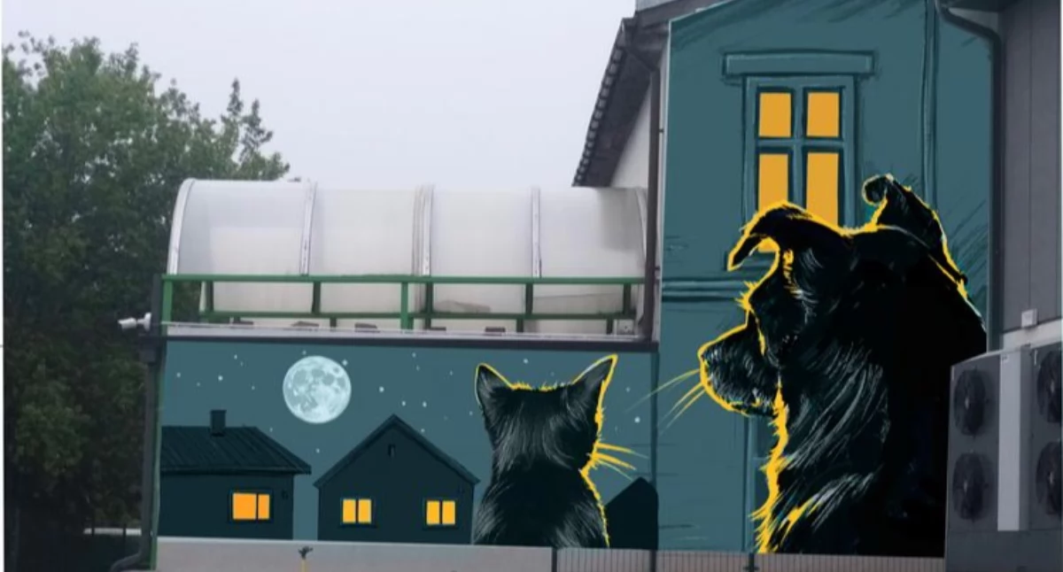Mural na elewacji schroniska w Bydgoszczy. Wygrał Julian Nowicki