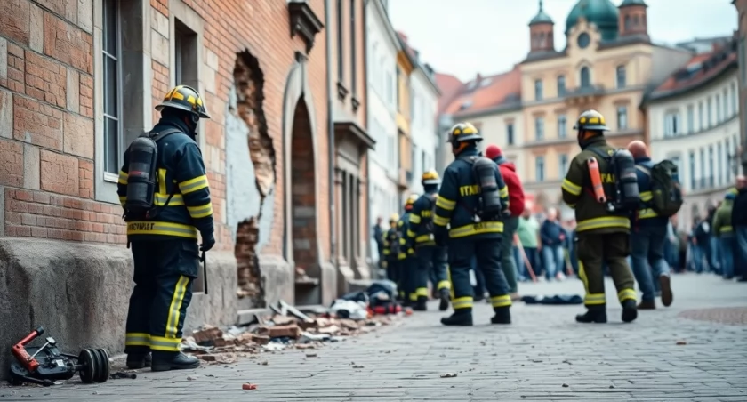 Pęknięta ściana kamienicy na Sienkiewicza. Ewakuowano 7 osób