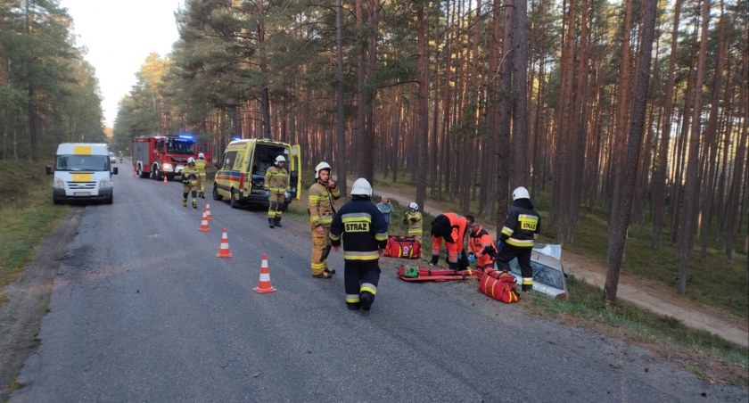 Poranny wypadek w Drzewiczu. Audi wjechało w drzewo