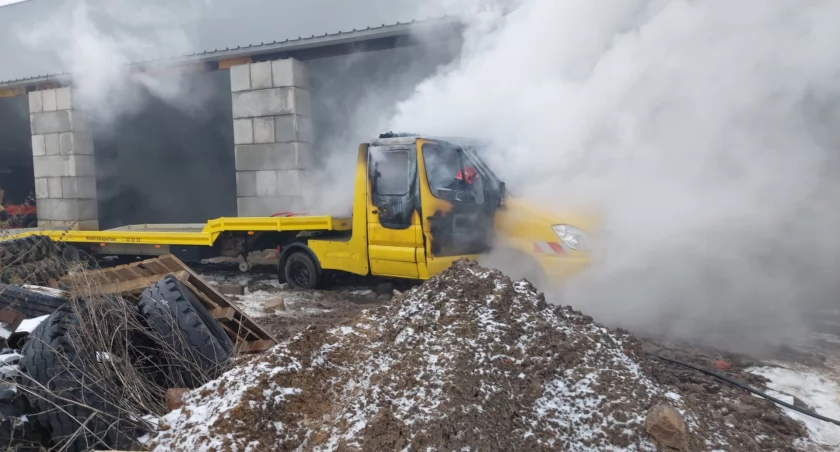 Pożar lawety na Ustronnej w Chojnicach