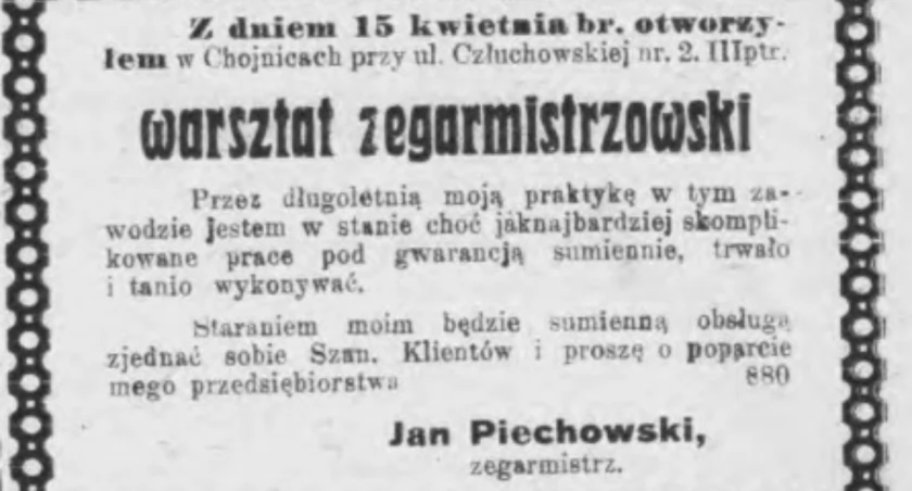 Jakie ogłoszenia sto lat temu dawali chojniczanie do prasy?
