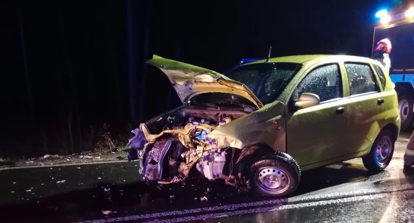 Wypadek na drodze za Chojnicami w stronę Bytowa