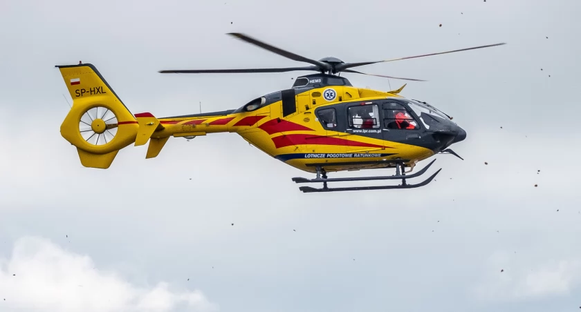 Wypadek nie wydarzył się na terenie firmy, gdzie lądował helikopter