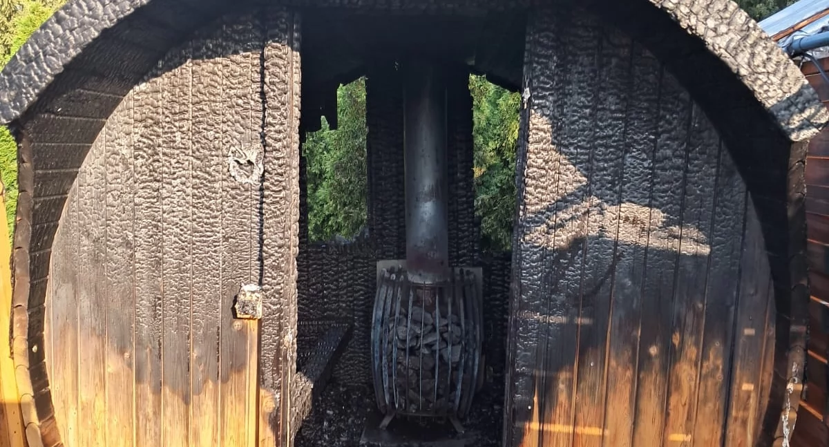 Sauna spłonęła prawie doszczętnie