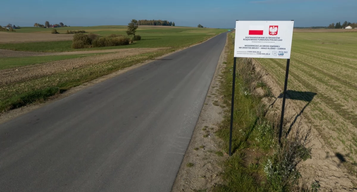 Nowe drogi w gminie Brusy – zakończono inwestycje na trasach Dąbrówka–Małe Gliśno oraz Lubnia–Orlik