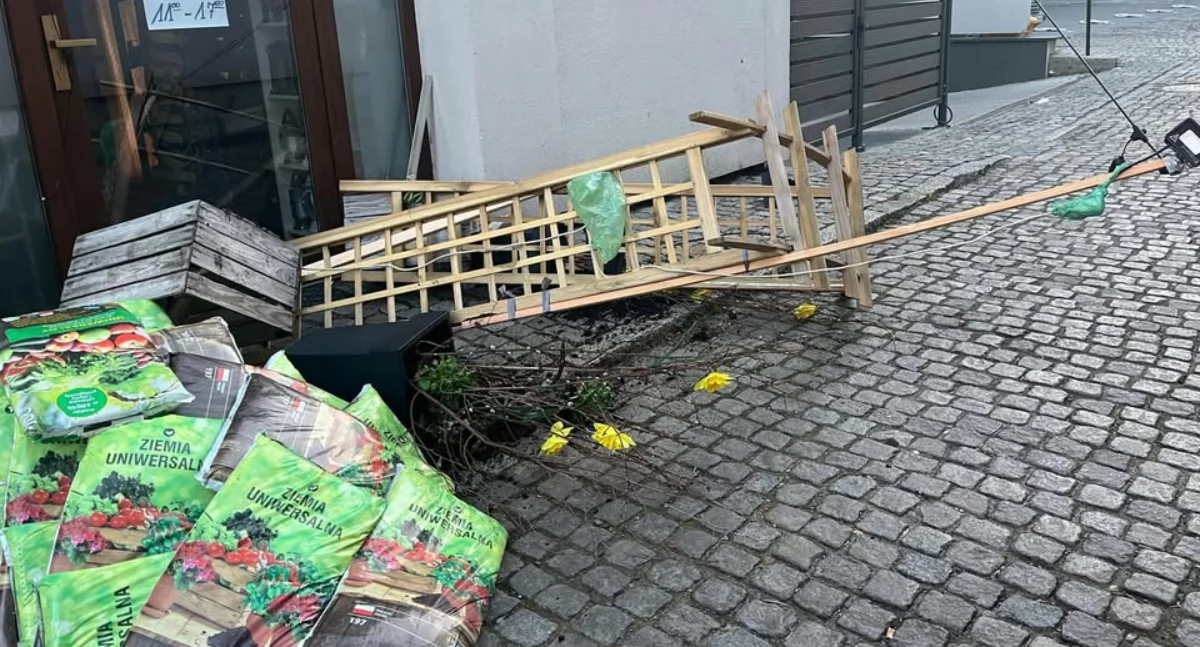Wandalizm na Placu Jagiellońskim – zniszczona ekspozycja kwiaciarni