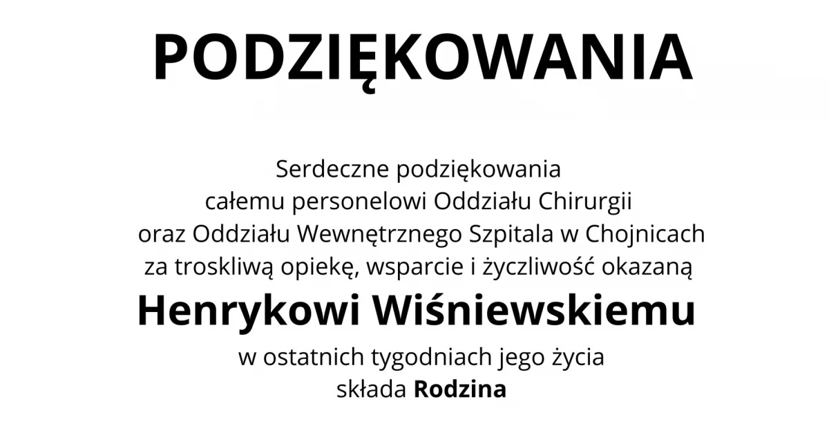 Podziękowania za za troskliwą opiekę, wsparcie i życzliwość 