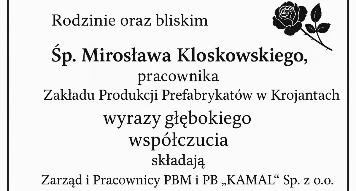 Zakład w Krojantach żegna kolegę z pracy – Mirosława Kloskowskiego