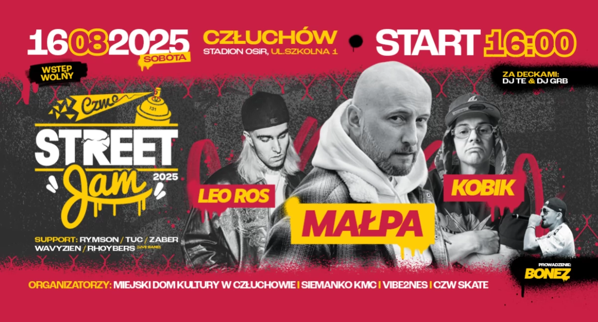 CZW STREET JAM 2025 w Człuchowie. Darmowa dawka hip-hopu, graffiti i deskorolki