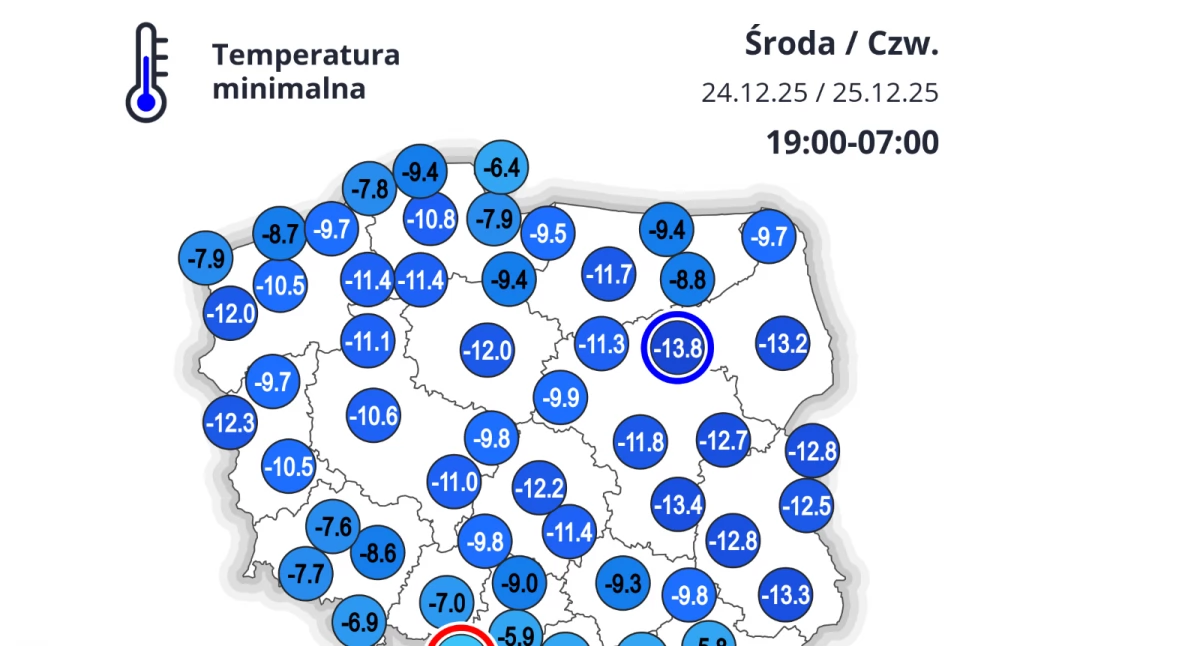Mroźna noc w Chojnicach. Temperatura spadła do -11,4 stopnia