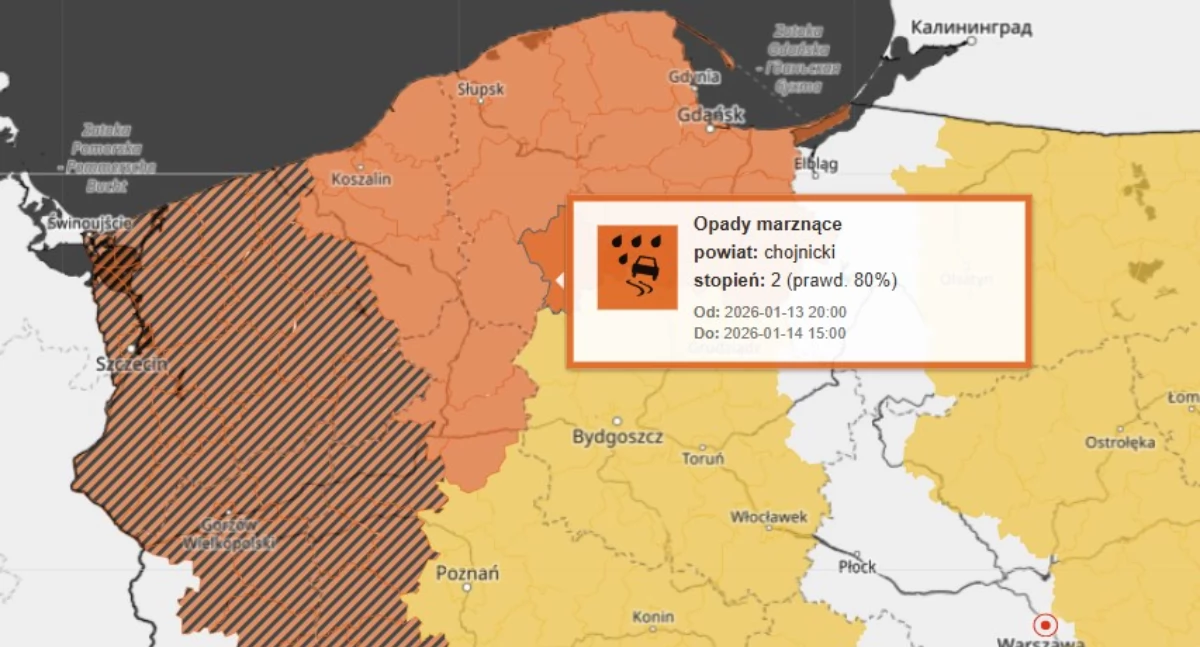 Gołoledź i marznące opady. IMGW wydał ostrzeżenie dla powiatu chojnickiego