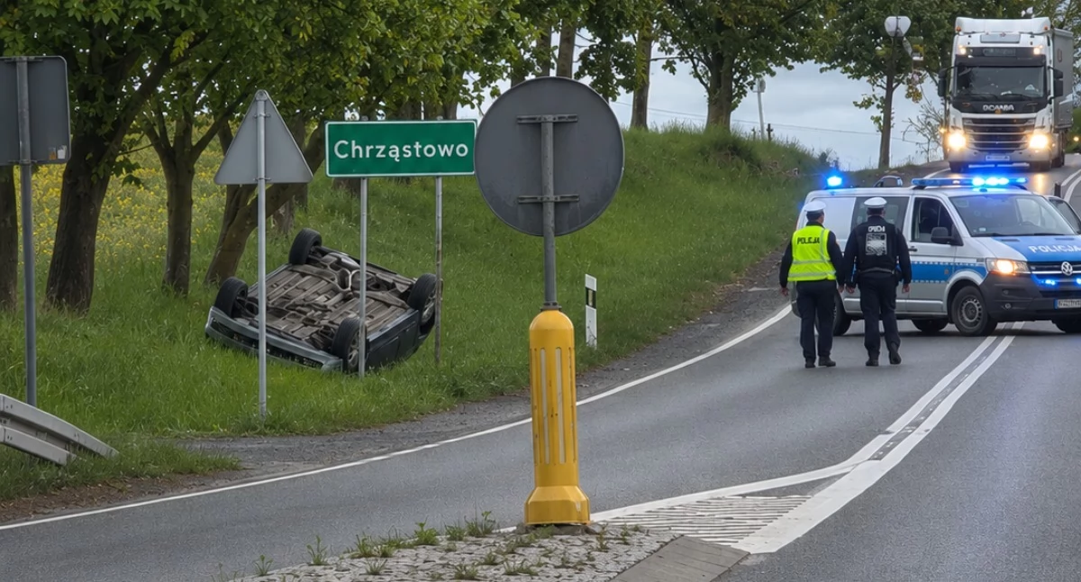 Chcieli tylko uciec przed zatorem na krajówce. Dwieście metrów dalej leżeli na dachu. Kolejne informacje