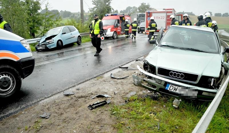 Dwa auta zderzyły się na moście w Ciecholewach (ZDJĘCIA)