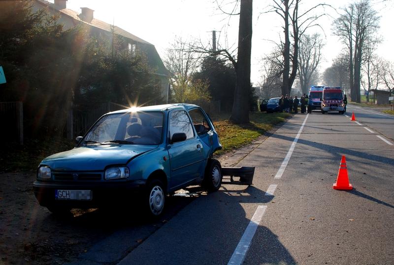 Zderzenie osobówek pod Łęgiem