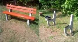 Ktoś zabrał deski z ławek w Lasku Miejskim