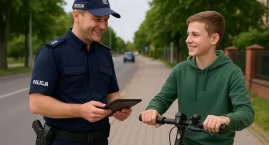  Policjanci z Chojnic kontrolują użytkowników hulajnóg. Pięć przypadków naruszeń przepisów