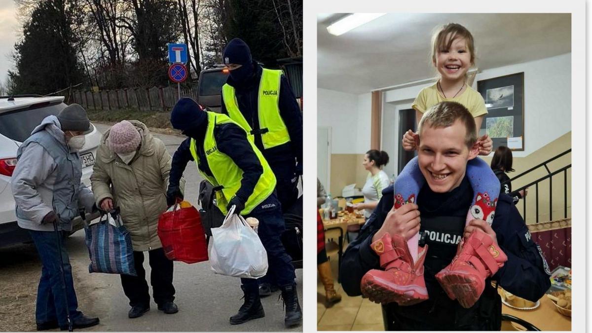 Policjanci z Lubaczowa pomagają uchodźcom przetrwać trudne chwile [ZDJĘCIA]