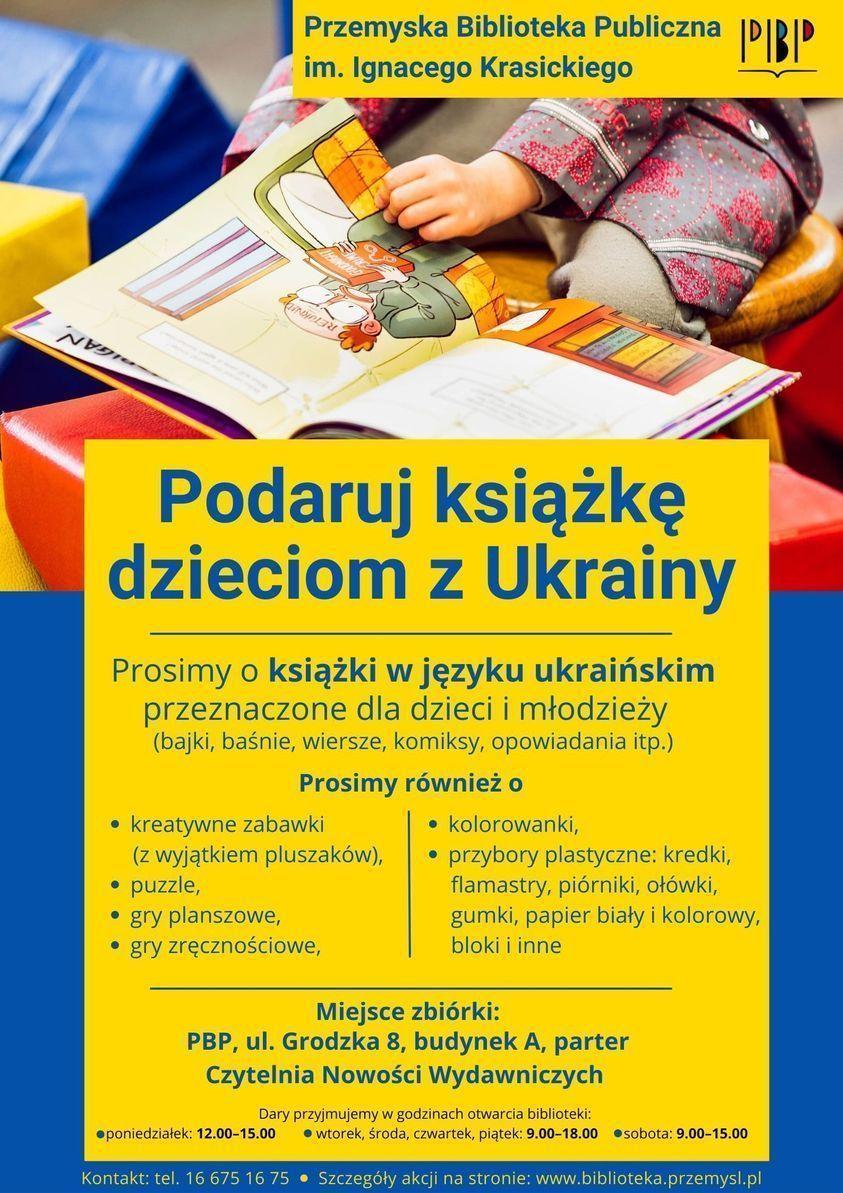„Podaruj książkę dzieciom z Ukrainy” – akcja Przemyskiej Biblioteki Publicznej