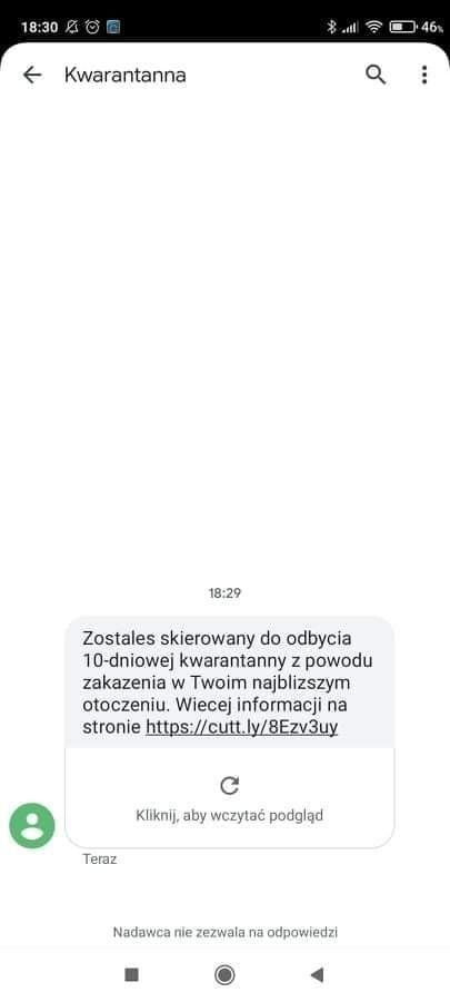 SMS-y o nałożeniu kwarantanny! Uwaga, przypominamy: to próba oszustwa