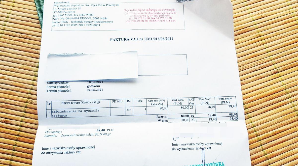 Prawie 100 zł z kieszeni pacjenta za zaświadczenie o stanie zdrowia? To możliwe