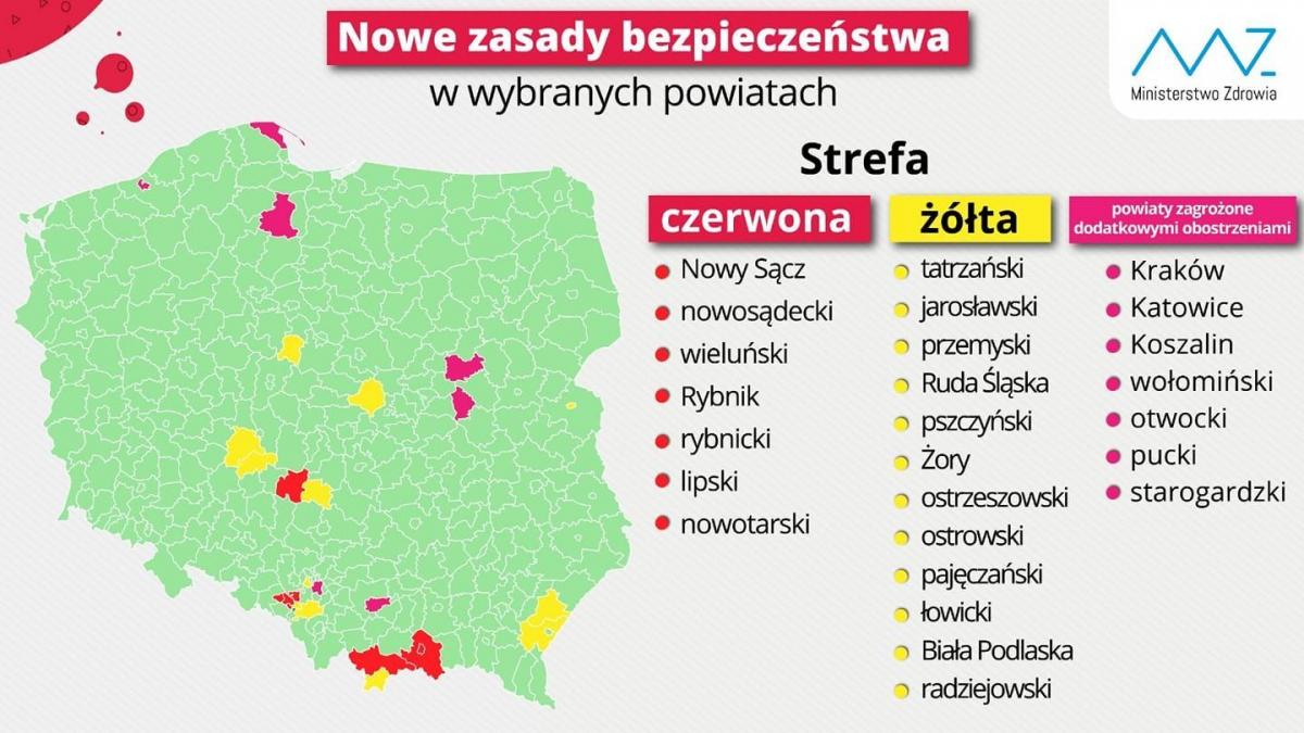Powiaty przemyski i jarosławski od jutra znowu w strefie żółtej