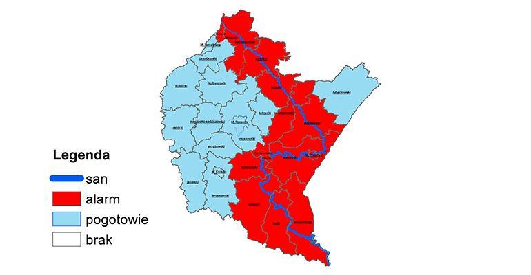 Wojewoda podkarpacki Ewa Leniart ogłosiła alarm i pogotowie przeciwpowodziowe