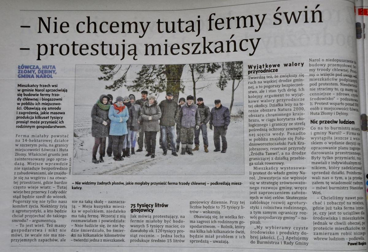 Mieszkańcy przeciw fermie świń. Wspierają ich samorządowcy