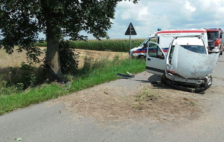 Jechał zbyt szybko i uderzył w drzewo. Miał 2 promile