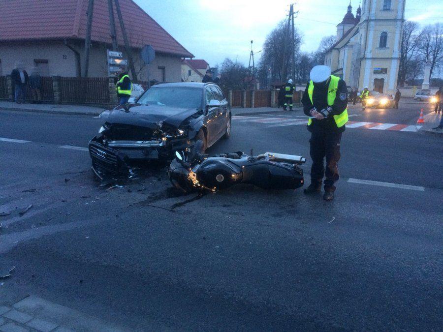 Pijany motocyklista zderzył się z audi