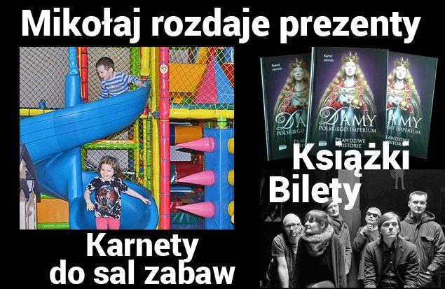 Mikołaj rozdaje prezenty z Życiem: wejściówki na sale zabaw, bilety, książki 