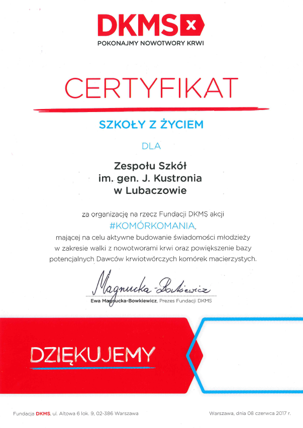 Zespół Szkół w Lubaczowie „Szkołą z życiem”