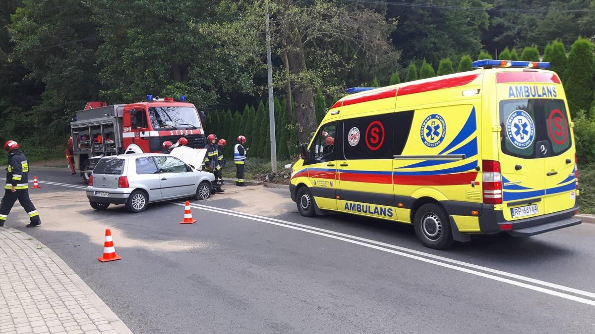 Na zakręcie uderzył w słup. Pasażer w szpitalu [ZDJĘCIA]