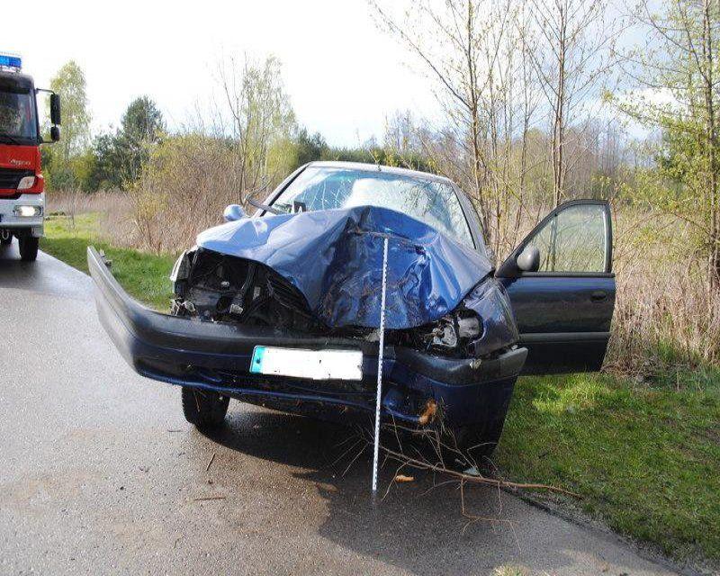 Pijana matka uderzyła w drzewo. Dwójka dzieci w szpitalu