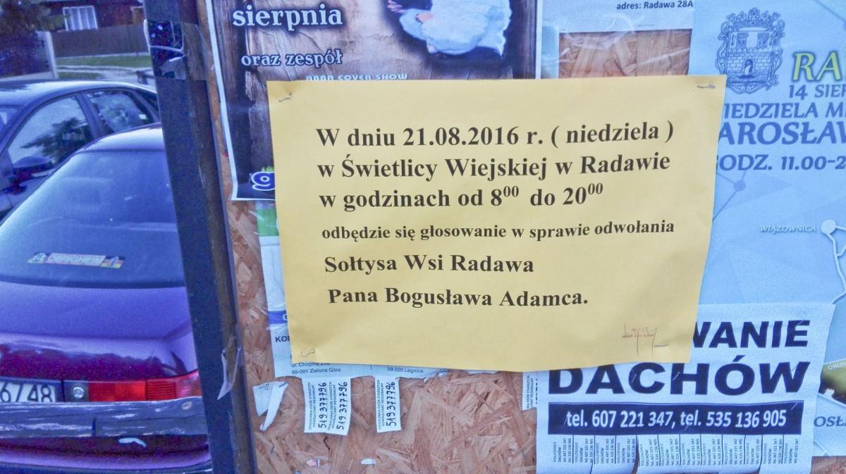 Sołtys Adamiec zostaje, ale Radawa nadal jest podzielona 
