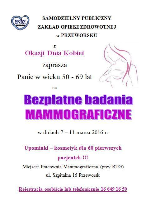 Badania mammograficzne z okazji Dnia Kobiet