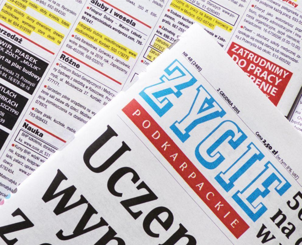 Dodaj ogłoszenie drobne w Życiu Podkarpackim przez internet