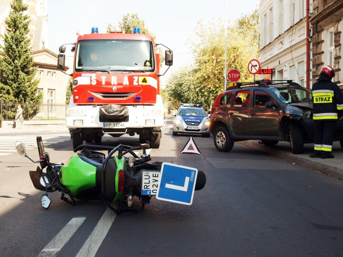 Motocyklistka potrącona obok SP 4 [ZDJĘCIA]