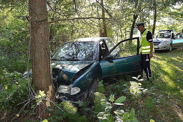 Pijany kierowca uderzył w drzewo. Uciekał przed policją