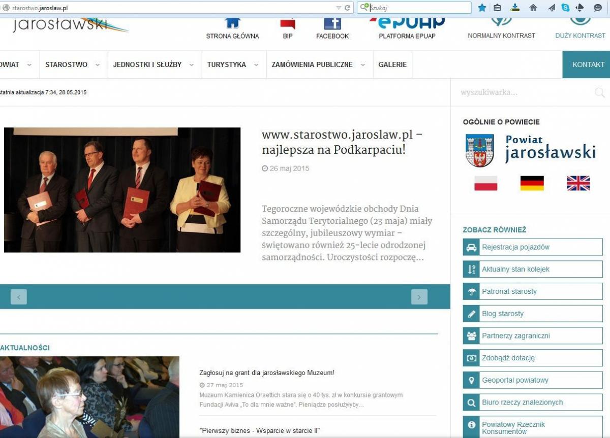 Strona internetowa jarosławskiego starostwa najlepsza w województwie