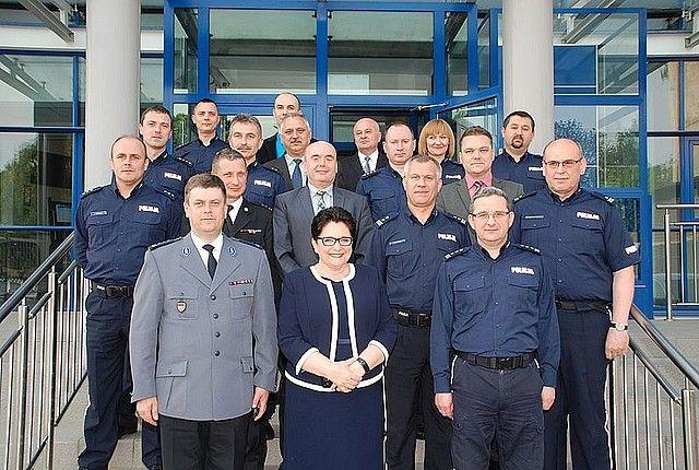 Minister Spraw Wewnętrznych w komendzie policji