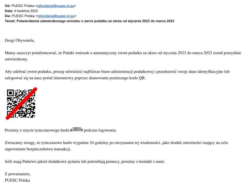 Dostałeś maila o zwrocie podatku? Nie klikaj w niego!