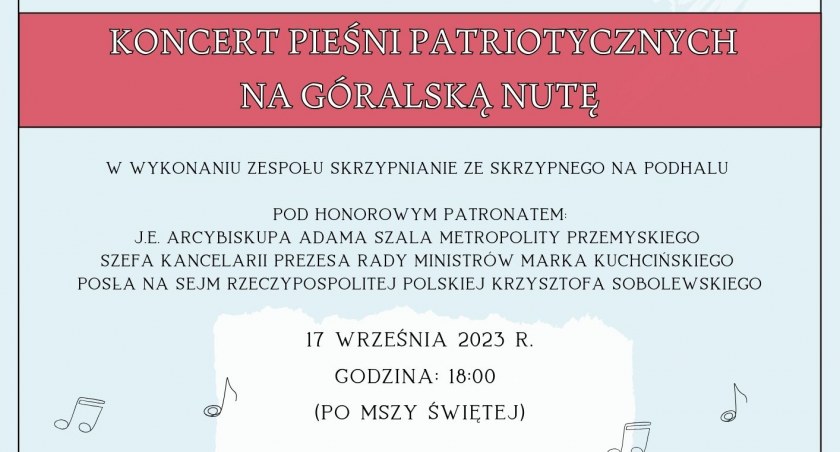 Zapraszamy na piknik i koncert pieśni patriotycznych „Na góralską nutę”