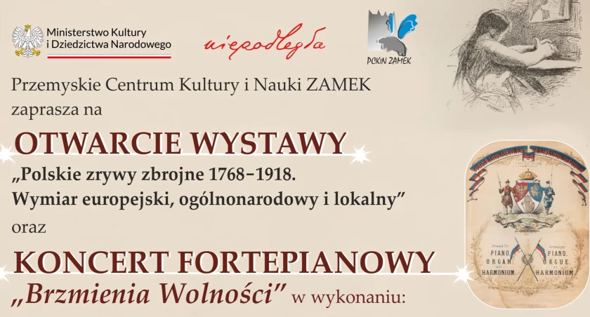 Przemyskie Centrum Kultury i Nauki ZAMKEK zaprasza na otwarcie wystawy patriotycznej i koncert fortepianowy