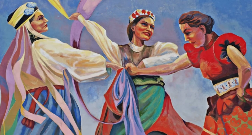 Tańczące przemyślanki, czyli mural z Polką, Węgierką oraz Ukrainką [ZDJĘCIA]