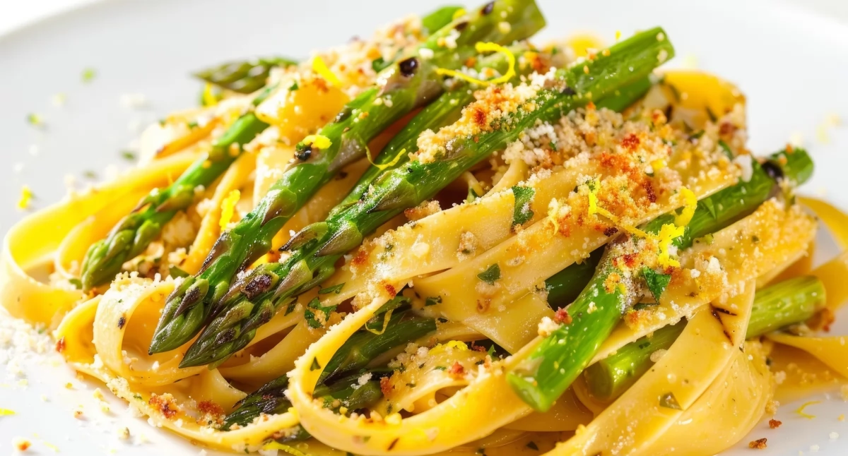 Makaron ze szparagami i cytrynowym pesto