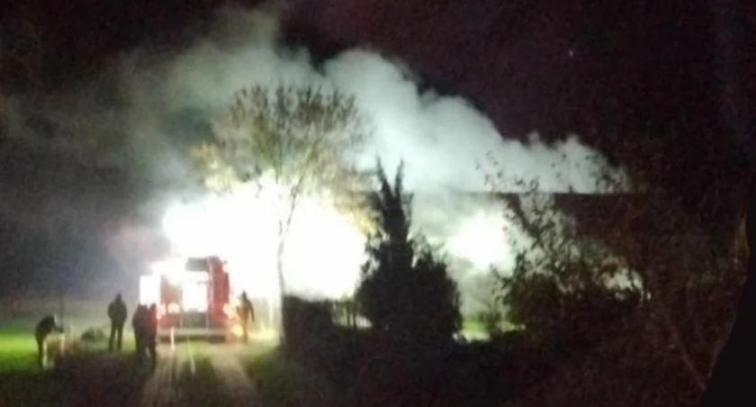 Pożar budynku gospodarczego w miejscowości Łęka
