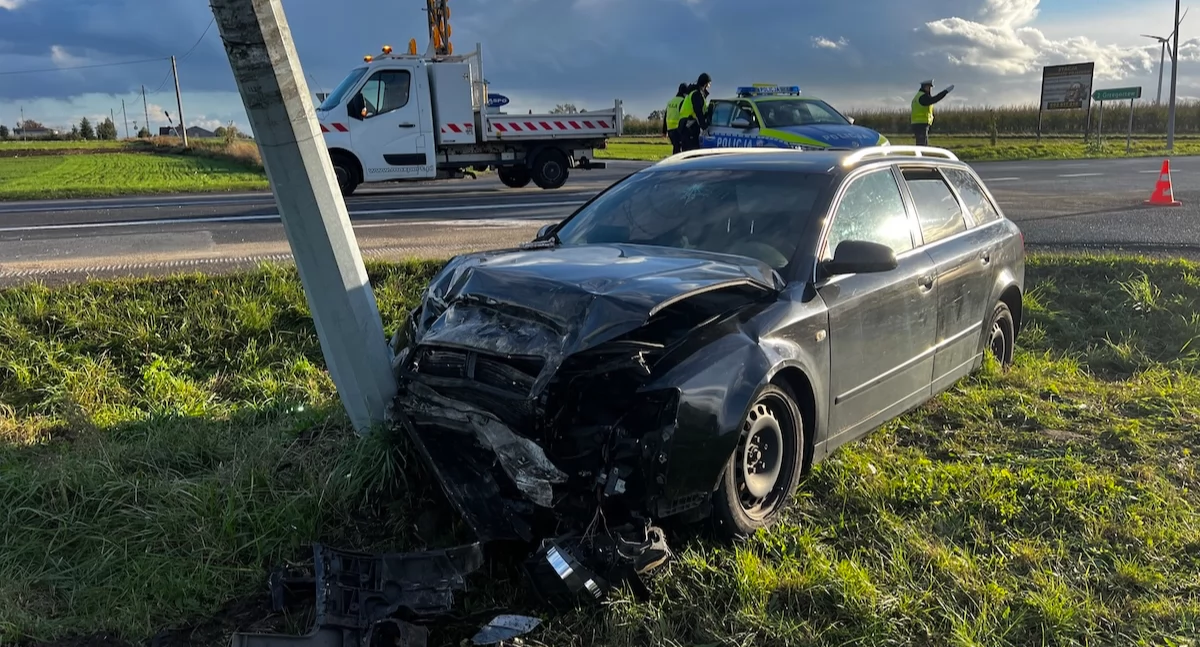 Wypadek na DK 92 w miejscowoście Grzegorzew